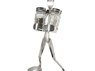 Fork Man Salt and Pepper Shaker Caddy