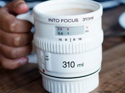 White Camera Lens Coffee Mug