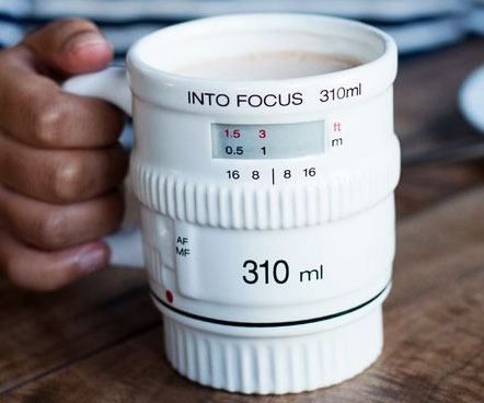 White Camera Lens Coffee Mug